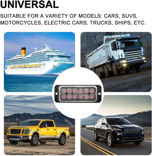 Miniatura 5 de Barra de luz estroboscópica de emergencia LED roja 12-24V 12 LED para coche, vehículo, camión, advertencia, luz de flash diferente, modo
