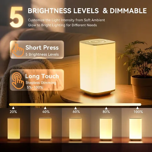 Miniatura 4 de Auxmir Luz Nocturna para Guardería para Niños, Lámpara Nocturna Regulable por Toque con 256 Cambios de Color RGB para Bebé Adulto, Lactancia, Ayuda
