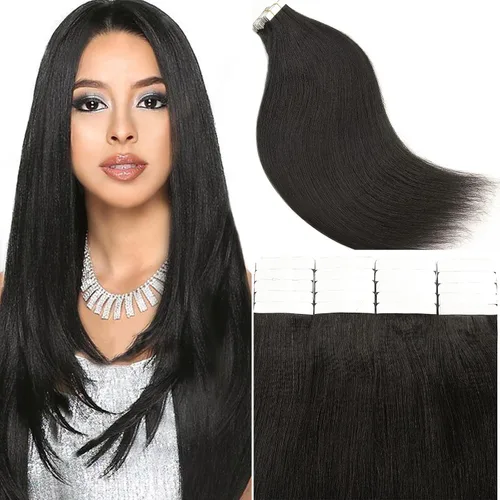 Miniatura 18 de Lacer Extensiones de cabello humano con punta en I, extensiones de cabello humano rizado lacio color negro natural, 1B de 12 pulgadas, extensiones
