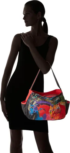 Miniatura 6 de Laurel Burch 80367 Hobo Medium Zipper Top 15" X4.5" X9", Wild Horses of Fire