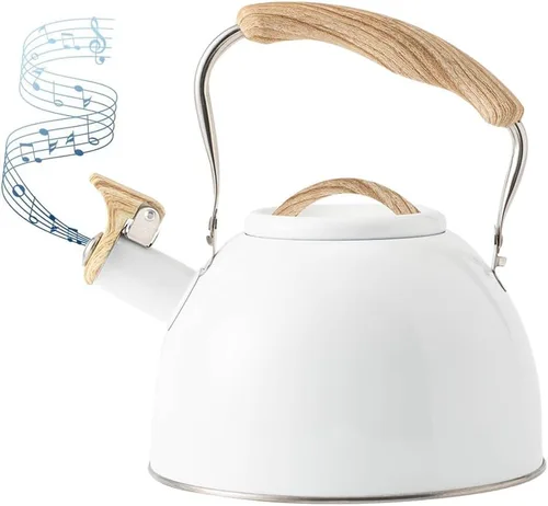 Miniatura 7 de Tetera quirúrgica de acero inoxidable de 3 L con mango ergonómico de tacto fresco, tetera de acero inoxidable con mango frío, también para estufa