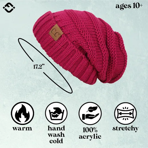 Miniatura 14 de Funky Junque Gorro de moda de punto trenzado de talla extragrande, grueso, abrigado, suave y holgado