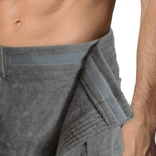Miniatura 5 de Toalla ajustable de terciopelo de rizo de algodón turco para hombres (gris, talla única)