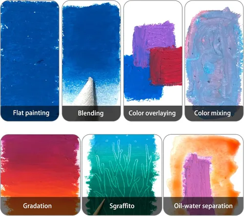 Miniatura 5 de Artecho Juego de 12 colores pasteles metálicos al óleo suaves para pintura artística, dibujo, mezcla (0.394 x 2.756 in)