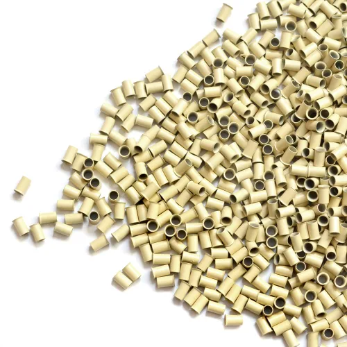 Miniatura 4 de 1000 piezas Flare Euro Lock - Tubos de cobre con micro anillos para extensiones de cabello humano I-Tip de 0.134 x 0.118 x 0.236 in (rubio)