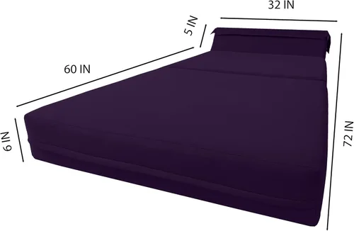 Miniatura 5 de D&D Futon Furniture. Cama plegable de espuma para silla, sofá estudio, colchón de espuma plegable para invitados (6 x 32 x 70 pulgadas, morado)