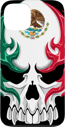 Miniatura 7 de iPhone 13 Pro Max Bandera de México - Estilo tribal de calavera mexicana - Funda hecha en México
