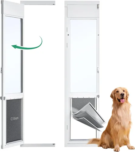 Miniatura 10 de Puerta grande para perros para puerta de vidrio deslizable, puerta para mascotas que se puede abrir para puertas de vidrio deslizables, todo