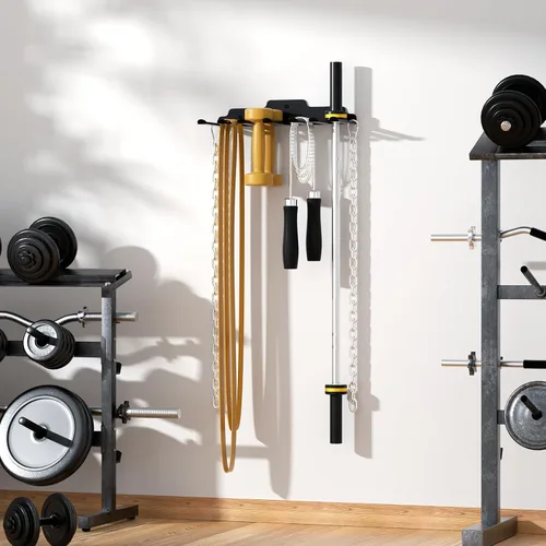 Miniatura 7 de JNIHEEP Colgador de Barra Olímpica, Estante de Barra de Gimnasio para Garaje, Estante de Montaje Vertical para Barras, Recubierto en Polvo Negro