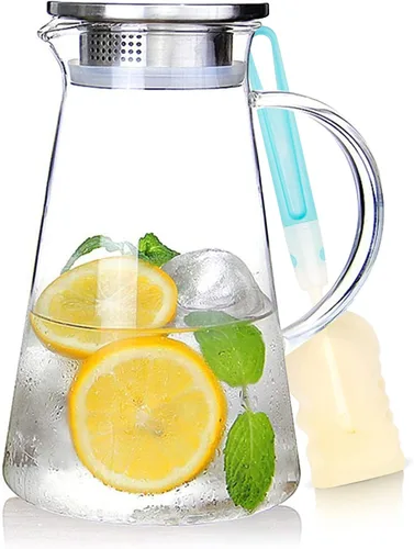 Miniatura 8 de SUSTEAS Jarra de Vidrio de 1.5 Litros 51oz con Tapa, Fácil de Limpiar, Jarra de Agua de Vidrio Resistente al Calor con Asa para Bebidas