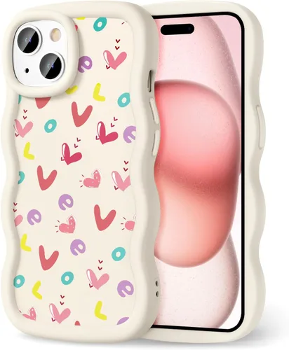 Miniatura 261 de Compatible con iPhone SE/8/7 Funda para Mujeres y Niñas, Marco Ondulado Rizado con Patrón Lindo, Estética Delgada Suave Silicona TPU Parachoques