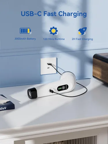 Miniatura 4 de Limpiador eléctrico giratorio – Limpiador de baño de ducha inalámbrico de 120 minutos con 8 cabezales de cepillo Limpiador eléctrico de 440 RPM