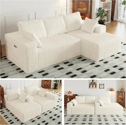 Miniatura 12 de Cloud - Sofá modular en forma de L con asiento profundo, de espuma viscoelástica comprimida de 3 plazas para sala de estar, sofá modular