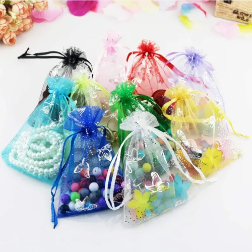 Miniatura 2 de Stratalife Pequeñas bolsas de organza para joyas con cordón, bolsitas de caramelos, recuerdos de fiesta, bolsas de golosinas de 3.54 x 4.72 Mezcla