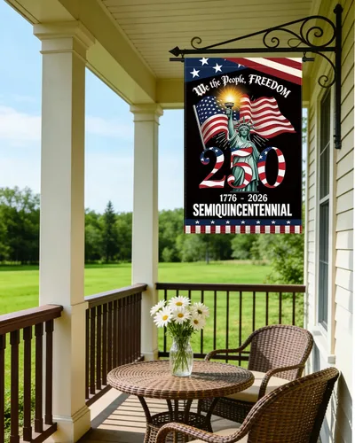 Miniatura 7 de Bandera de jardín de 250 años de América, bandera patriótica del 4 de julio de 250 aniversario de Estados Unidos, impermeable de doble cara