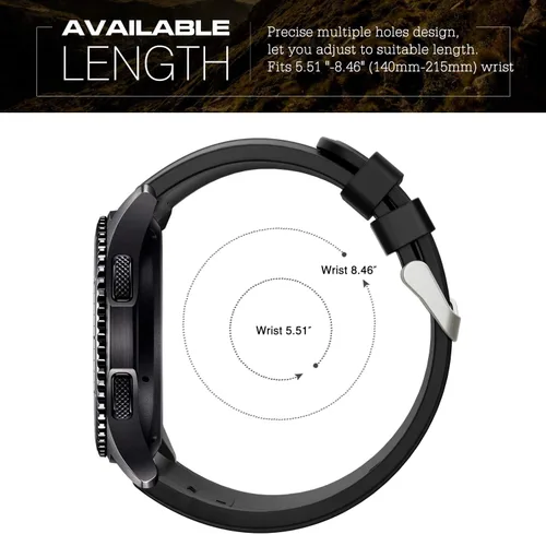 Miniatura 6 de TiMOVO Correa compatible con Samsung Gear S3 Frontier/Galaxy Watch 3 1.772 in/Galaxy Watch 1.811 in, 0.866 in Correa de silicona suave para S3 Negro
