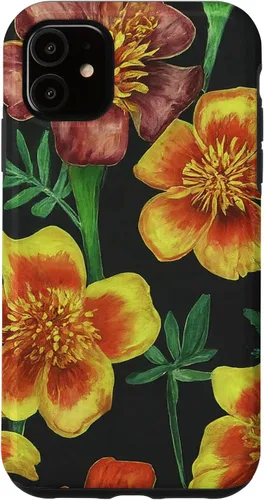 Miniatura 6 de iPhone 15 Marigolds Yellow Orange Spring Flower Pattern Case