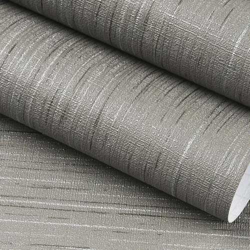 Miniatura 7 de FunStick Papel tapiz grueso de color gris para despegar y pegar, papel tapiz texturizado de tela sintética, papel de contacto de tela gris