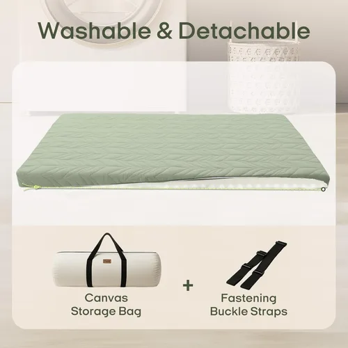 Miniatura 7 de ZonLi Colchón japonés para suelo de futón, tamaño individual, tapete de tatami enrollable, funda lavable, portátil y plegable para dormir