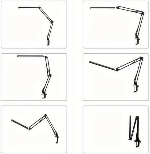 Miniatura 8 de Lámpara de escritorio LED con 3 modos de cuidado de los ojos, 10 brillo; lámpara flexible larga y ajustable con brazo oscilante para trabajadores