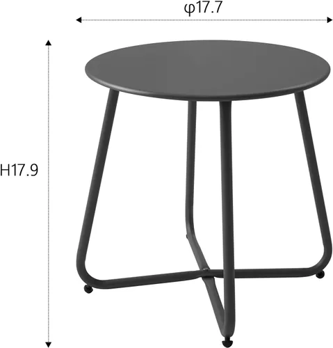 Miniatura 3 de Meluvici Mesa auxiliar pequeña para patio, impermeable, redonda, de acero de metal, resistente a la intemperie, portátil, para exteriores e Negro