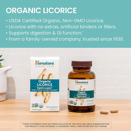 Miniatura 3 de Himalaya Regaliz orgánico, suministro para 120 días, suplemento de salud digestiva para malestar estomacal, hinchazón ocasional y acidez estomacal