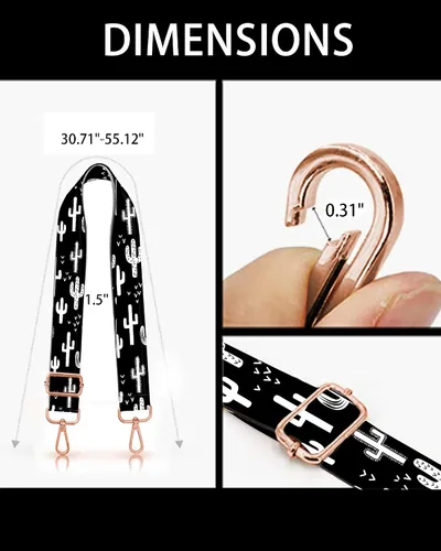 Miniatura 6 de Correas para bolso, hebillas de oro rosa, correa ancha para hombro, cinturón de repuesto ajustable de moda para bolso cruzado de lona, Cactus