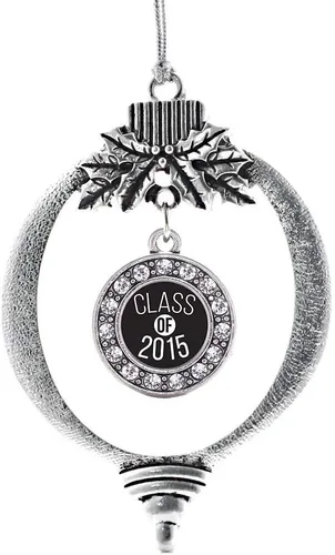 Miniatura 66 de Inspired Silver - Twin One - Adorno festivo de Navidad de plata - Adorno festivo de árbol de Navidad con dije de círculo y circonita cúbica