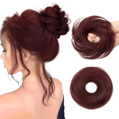 Miniatura 21 de Moño de Cabello Humano 100%, Moño Desordenado Pieza de Cabello Extensiones de Cabello Humano Real Moño de Cabello Rizado Natural Piezas de Cabello