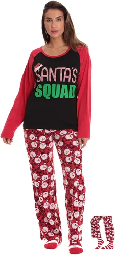 Miniatura 2 de #followme - Pijamas de Navidad a juego para familia o parejas, con las palabras Santa's Squad escritas en inglés