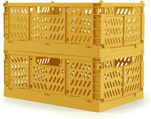 Miniatura 11 de Domiella Paquete de 2 Cajas para Almacenamiento, Cajas de Almacenamiento de Plástico Apilables, Caja Plegable para Oficina Hogar Cocina Dormitorio