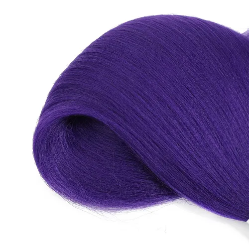 Miniatura 5 de Extensiones de cabello trenzado preestirado morado de 26 pulgadas, paquete de 3 paquetes de extensiones de cabello sintético Yaki texturizado