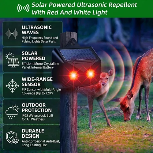 Miniatura 5 de 2026 Solar Nocturnal Animal Repellent Outdoor (4 Pack),Predator Eyes Coyote Deterrent & Skunk Repellent for Yard,Flashing Predator Lights Deer Fox