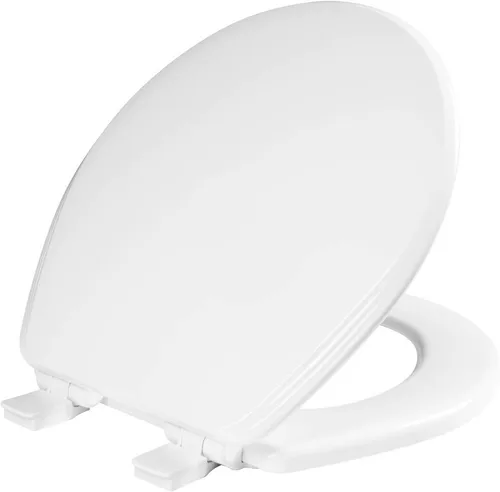 BEMIS 600E4 000 Ashland - Asiento de inodoro con cierre lento, nunca se afloja y proporciona el ajuste perfecto, redondo, madera esmaltada, color