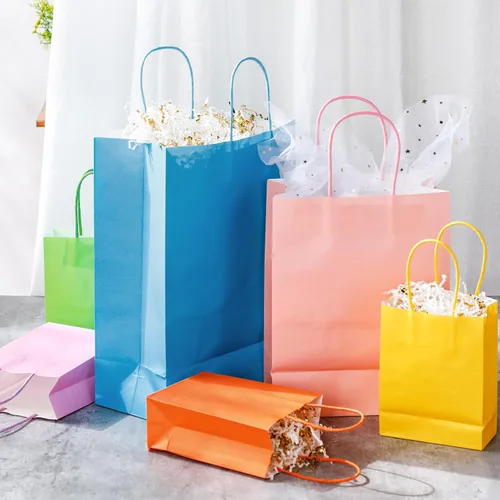 Miniatura 5 de Qilery Paquete de 16 bolsas de regalo arcoíris con asas, varios tamaños, bolsas de papel multicolor con papel de seda para cumpleaños, baby showers