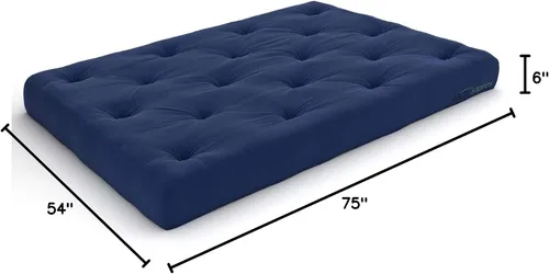 Miniatura 2 de Nirvana Futons Colchón de futón completo de 6 pulgadas, sarga azul marino, fabricado en Estados Unidos Azul marino (Navy Twill)