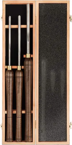 Miniatura 7 de Gubia de Cuenco HSS de 1/2 pulgadas para Torno, Herramientas de Torneado de Madera con Caja de Plástico Redonda y Bolsa Colgante