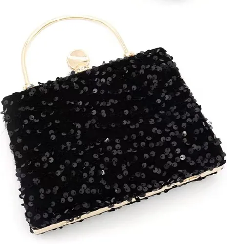 Miniatura 7 de IAMUHI Pequeño bolso de mano de lentejuelas con asa superior, bolso de noche, mini bolso cruzado cuadrado de hombro
