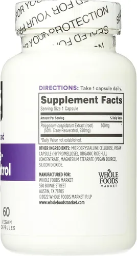 Miniatura 5 de Whole Foods Market, Transresveratrol 250Mg, 60 Cápsulas Vegg