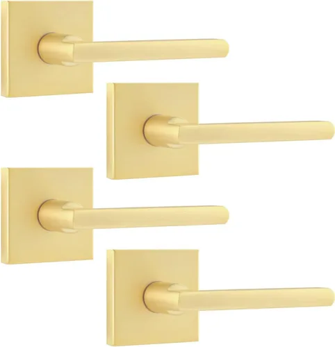 Miniatura 30 de Leydebong Paquete de 3 pomos de entrada dorados con llave igual, manija de puerta de entrada resistente, estilo contemporáneo, herrajes modernos