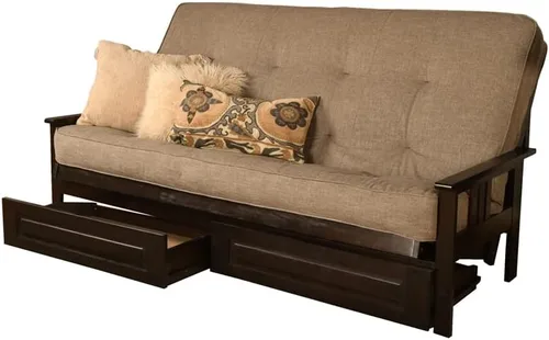 Kodiak Furniture Colchón de futón de 8 pulgadas con resortes interiores de tamaño Queen con cubierta de tela de piedra de línea