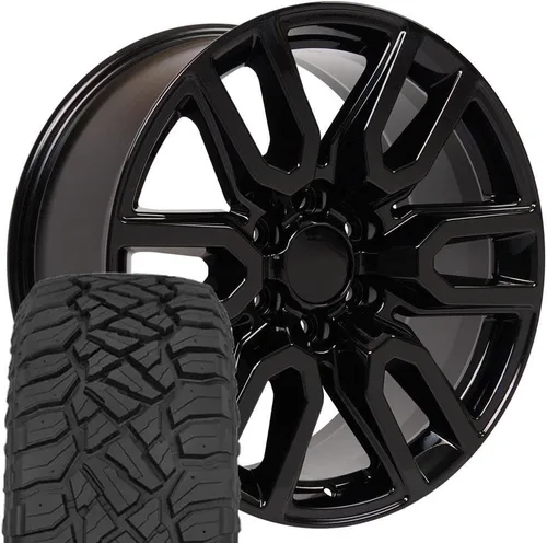 Miniatura 10 de OE Wheels CV36 20x9 Llantas negras brillantes de 20 pulgadas, juego de 4, ruedas de 6 x 139.7 – TPMS opcional y paquetes de neumáticos y llantas