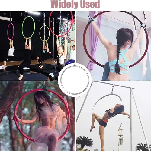 Miniatura 7 de Juego de aros aéreos de yoga para adultos, equipo de fitness de baile, anillo de aro de Lyra, kit de aro de yoga de arte de metal grande