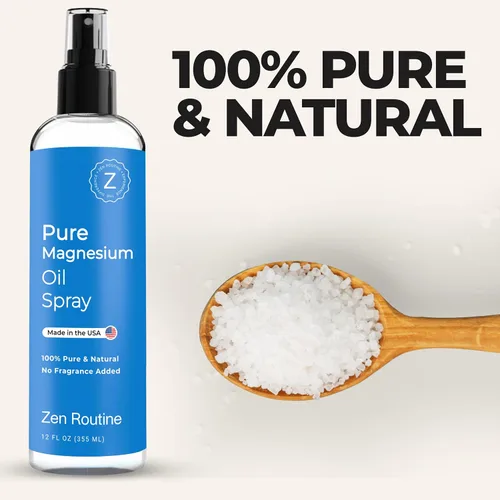 Miniatura 2 de Spray de aceite de magnesio puro de 12 onzas – Magnesio tópico de grado USP premium para pies, cuerpo y músculos – Ayuda con calambres