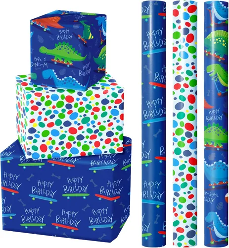 Miniatura 21 de WRAPAHOLIC - Papel de regalo para baby shower con diseño de oso - Rollo mini - 3 rollos - 17 pulgadas x 120 pulgadas - Papel de regalo con lazo