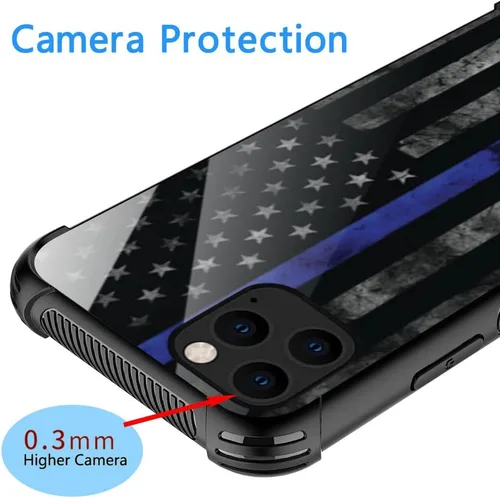 Miniatura 2 de DJSOK Funda para iPhone 11, Fundas para iPhone 11 con diseño de bandera de la policía estadounidense para hombres y mujeres, Funda trasera