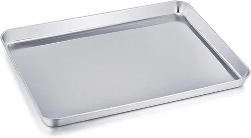 Miniatura 8 de TeamFar Bandeja para horno tostador, bandeja de horno tostador de acero inoxidable, bandeja de cuarto de hoja, 12.4 x 9.7 x 1 pulgadas, no tóxica