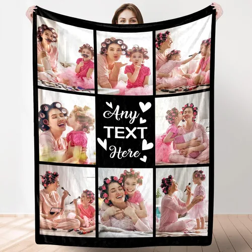 Miniatura 23 de Artsadd Manta personalizada con collage de texto fotográfico, manta de fotos personalizada para hombres, mujeres, él o ella, manta personalizada
