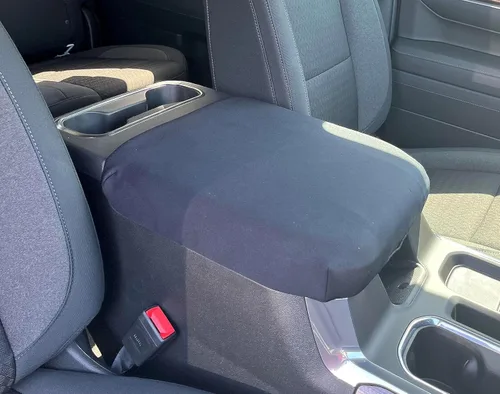 Miniatura 5 de Car Console Covers Plus Diseñado para todos los modelos de asiento de cubo GMC Sierra 2014-2023, funda de neopreno para consola central, hecha a Gris