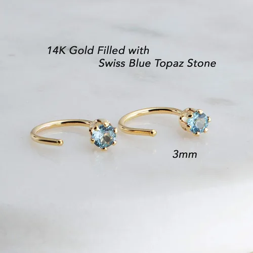 Miniatura 51 de Half Huggie Birthstone Gold Hoop Earrings for Women Tiny Cartilage Stud Piercing Earring Hypoallergenic Earring Screw Back Dainty Hug